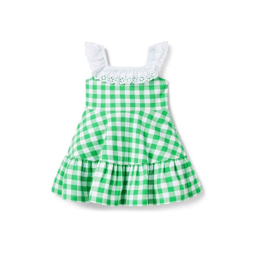 Janie and Jack Green Checkered Dress